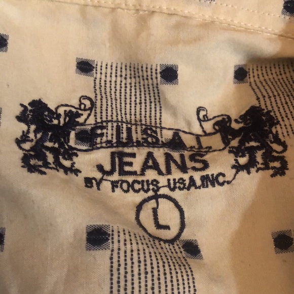 VTG yellow and blue button up - Picture 4 of 7